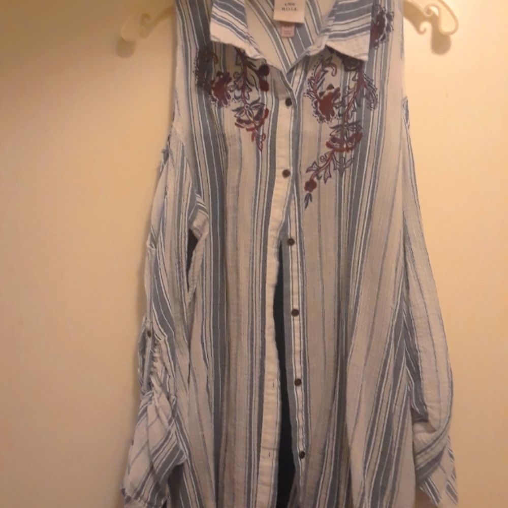 Sheer cotton cold shoulder blouse